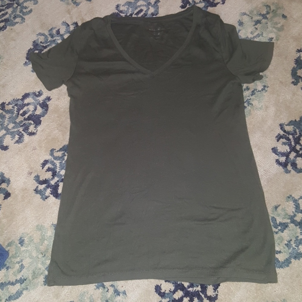 Army green V-neck